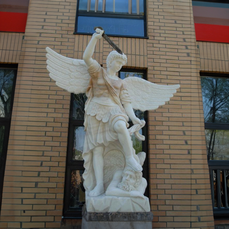 White Marble St Michael the Archangel Statue