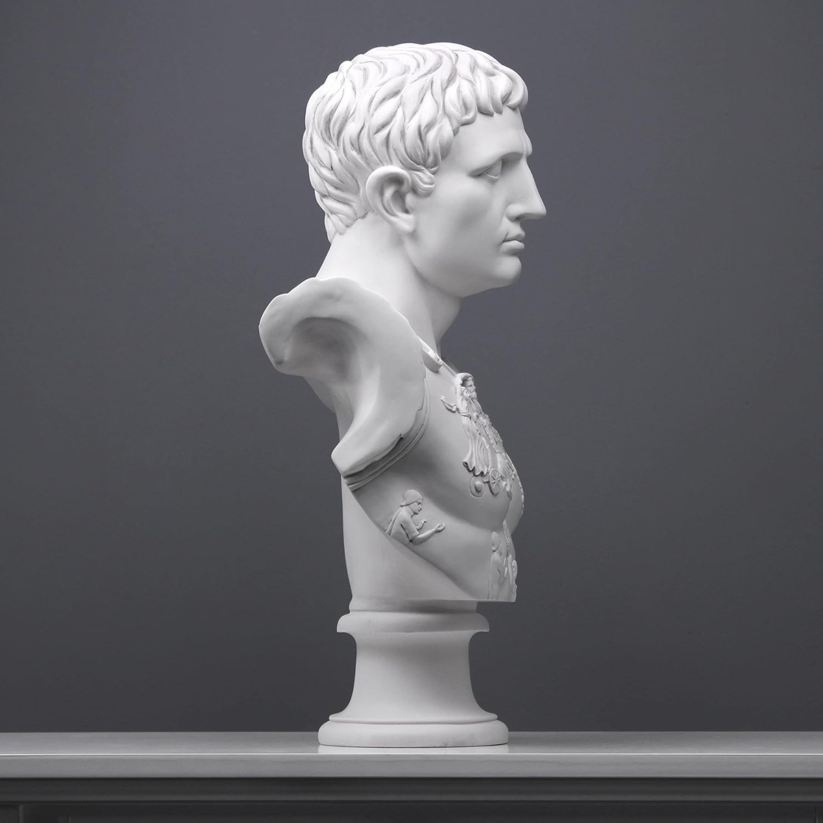 White marble Roman Emperor Augustus bust