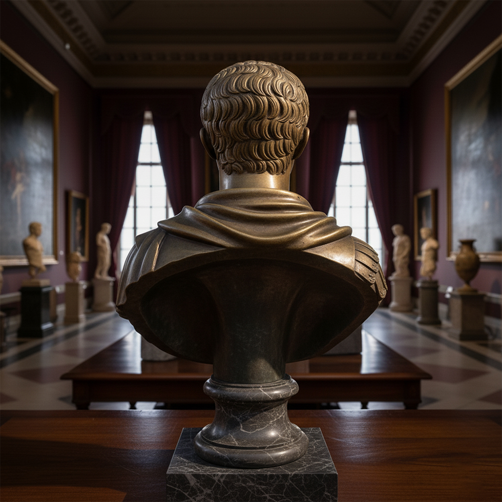 bronze Augustus Roman Bust rear view