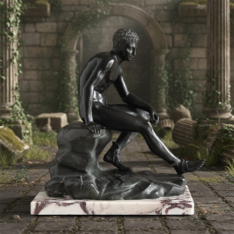 bronze Greek Statue of Hermes outdoors