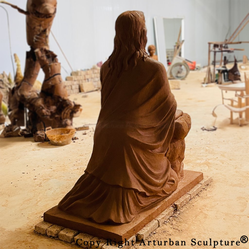 clay mold of Gethsemane Jesus statue back view (4)
