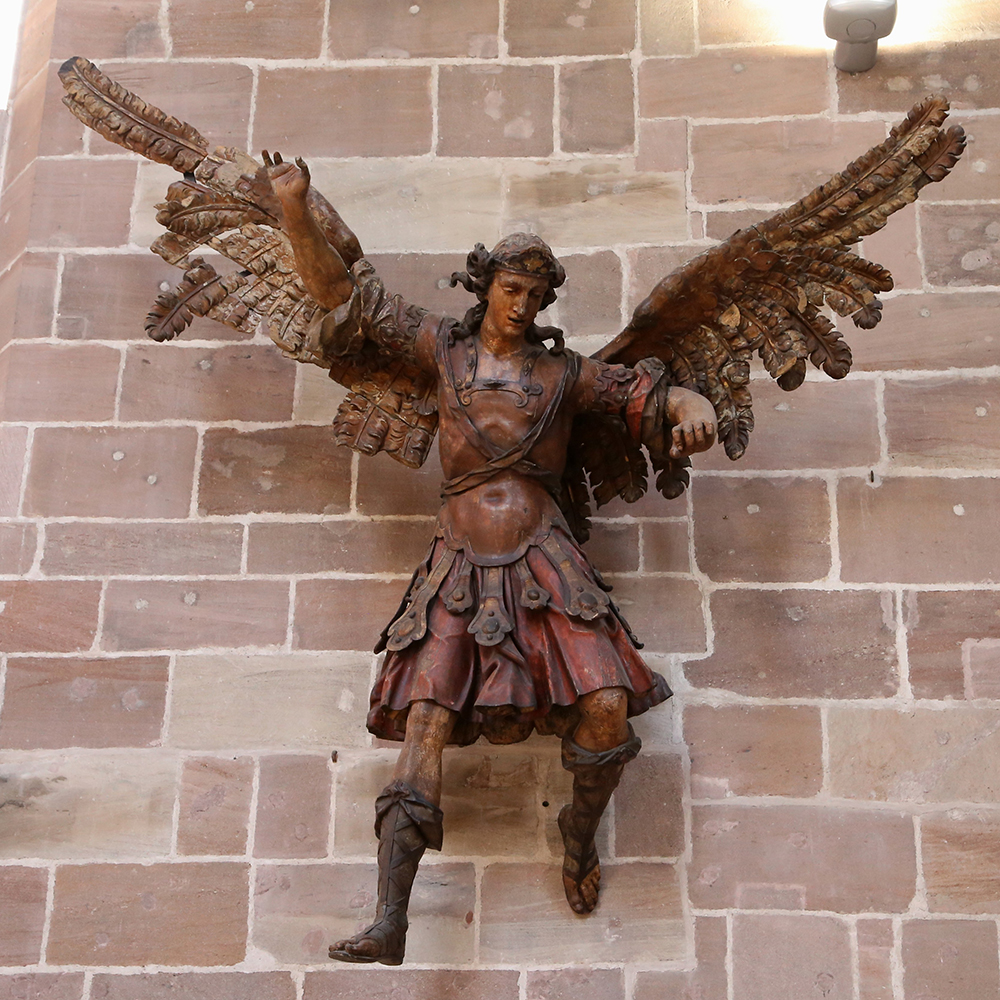 flying Baroque St Michael Statue