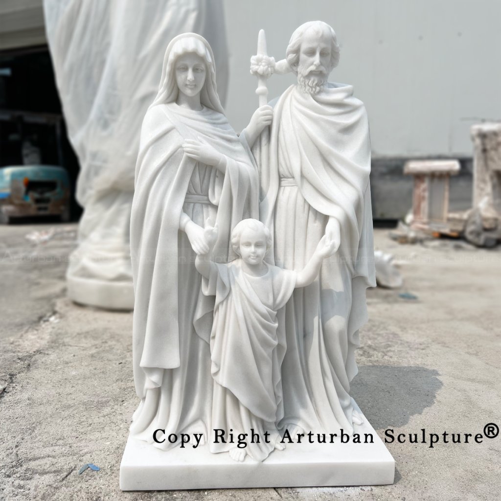 marble Holy Family church statues
