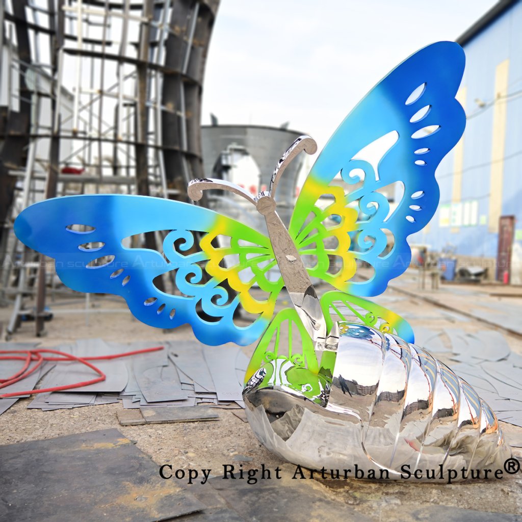 0 Stainless steel Butterfly Statue emerging cocoon