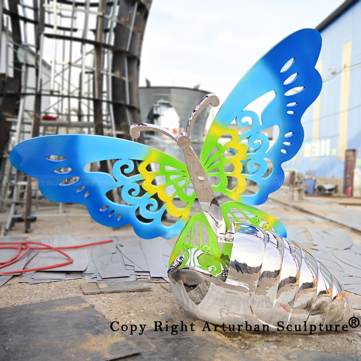 0 Stainless steel Butterfly Statue emerging cocoon