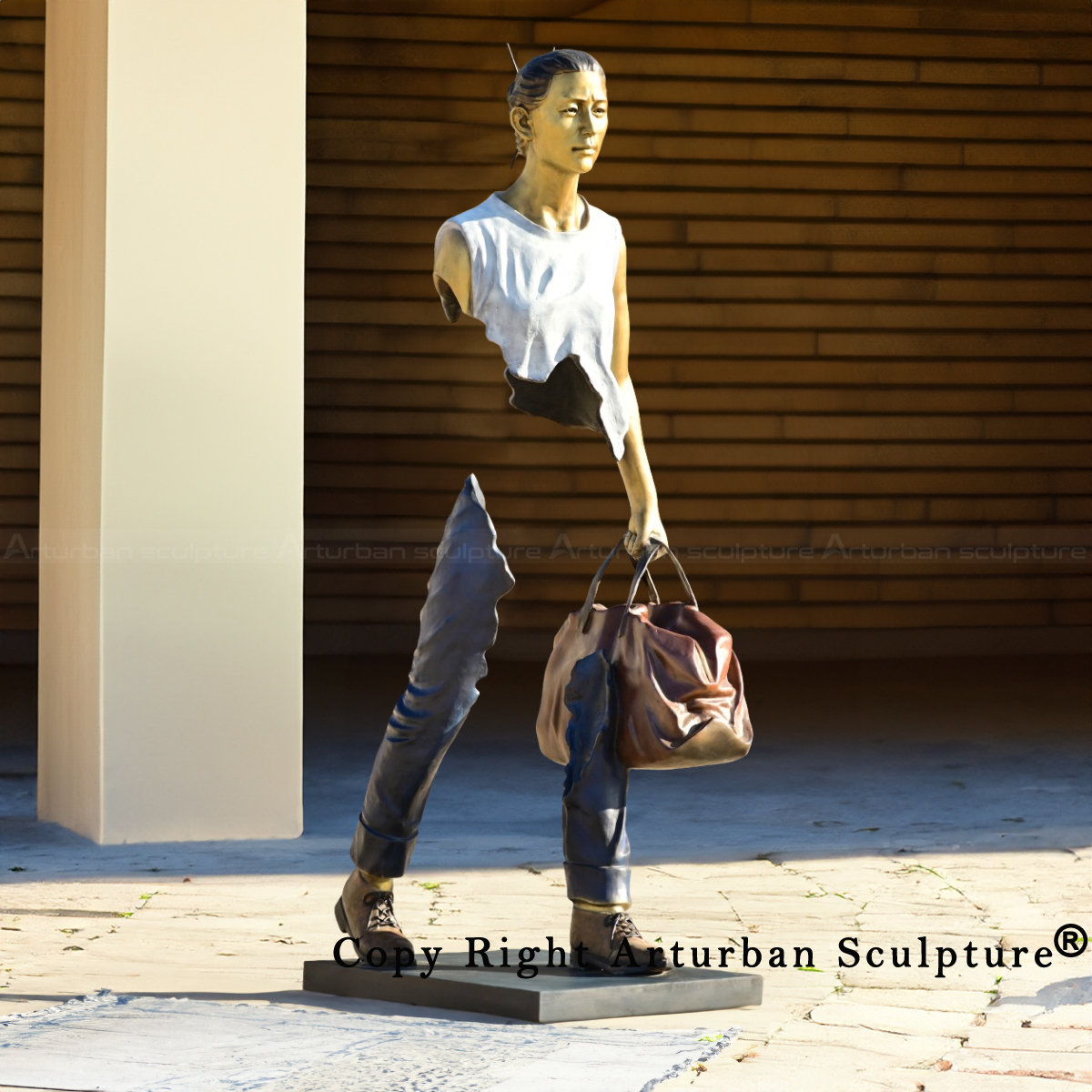 2-The Traveller female Bronze Statue for Sale