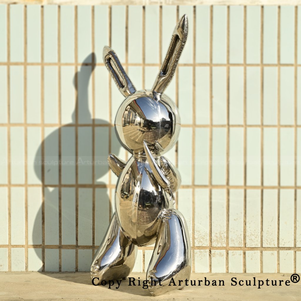 3 Polished metal 
jeff koons rabbit sculpture for sale