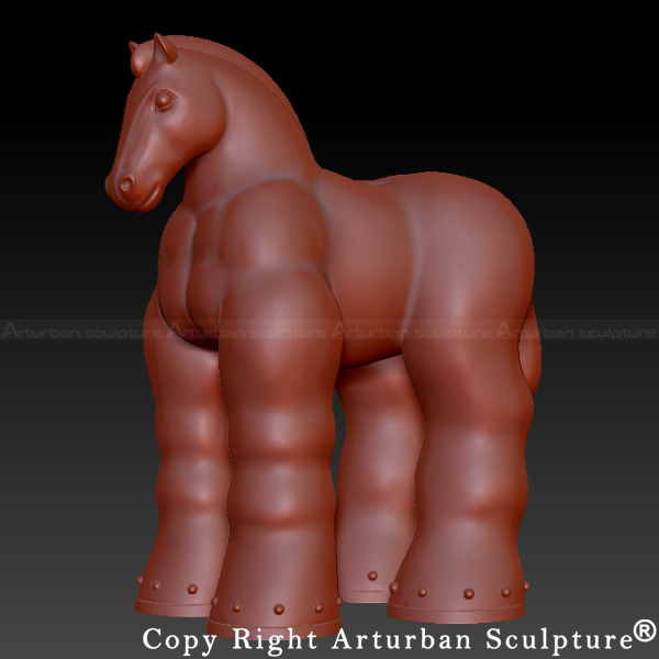 3D design of fat horse sculpture