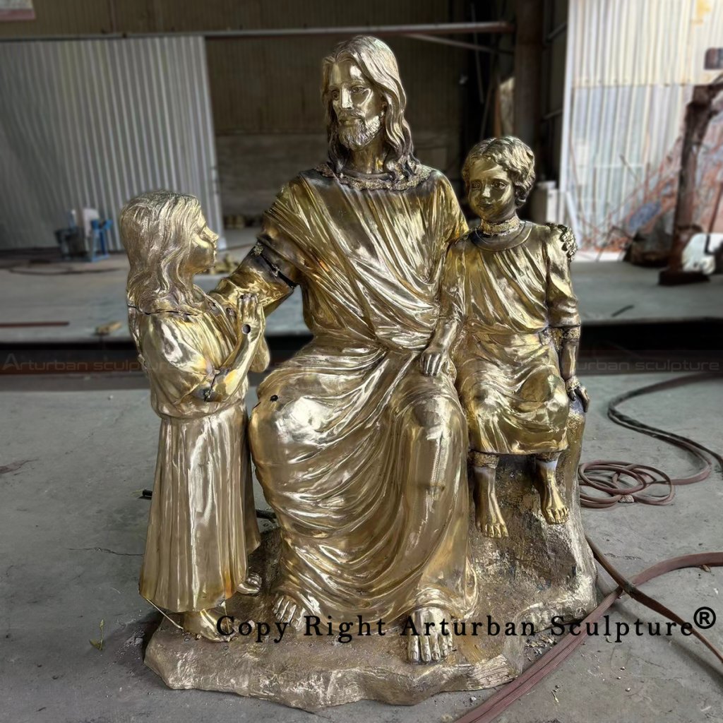 5.2 Jesus with Children Statue bronze welding stage