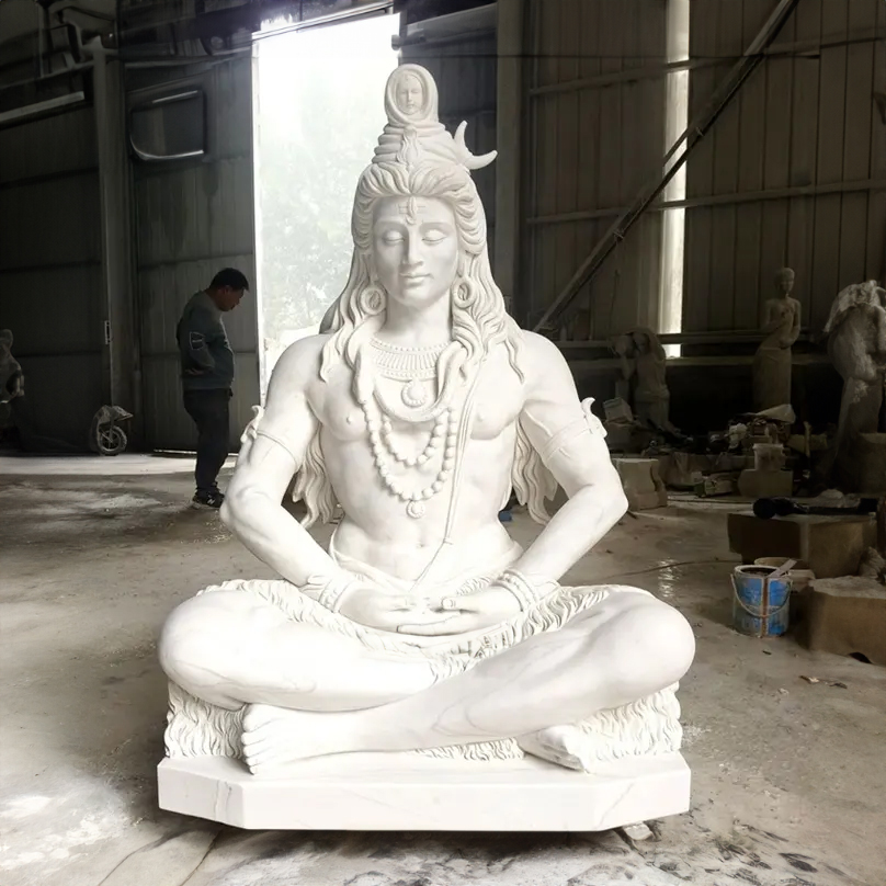 Adiyogi Marble Statue indoor workshop display