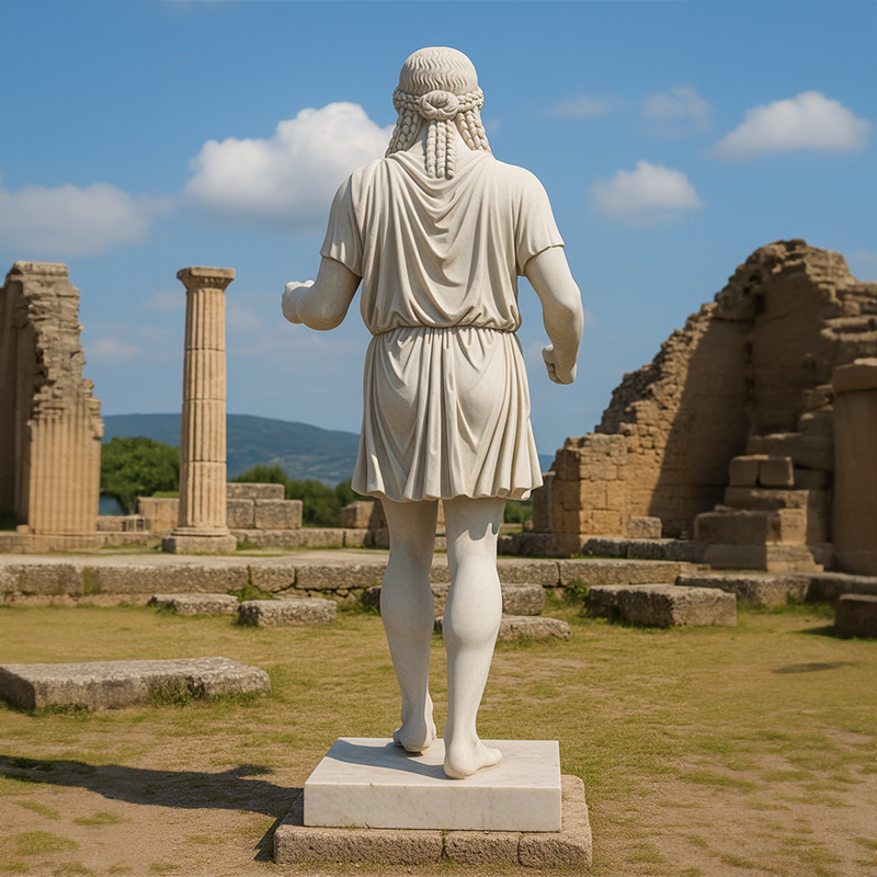 Archaic Apollo Statue Marble back view