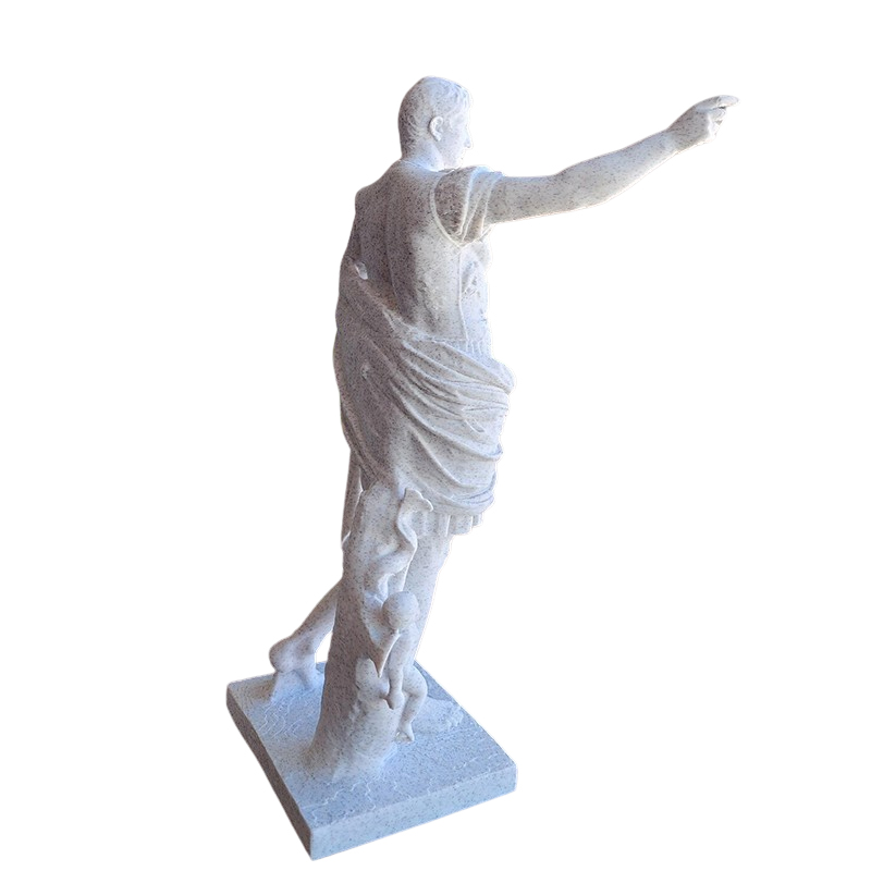 Augustus Marble Sculpture with raised arm and marble armor