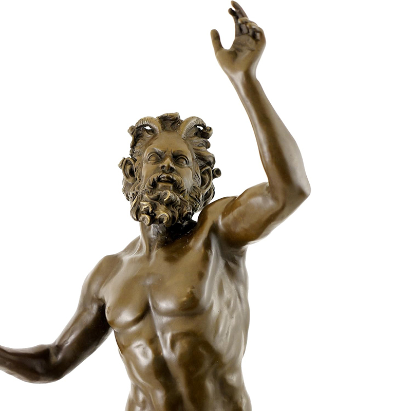 Bronze Faun Sculpture dancing figure detail