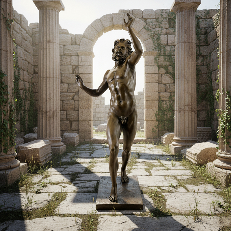 Bronze Faun Sculpture dancing figure