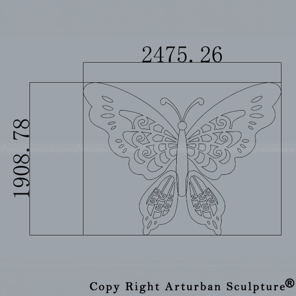 Butterfly statue wing design drawing