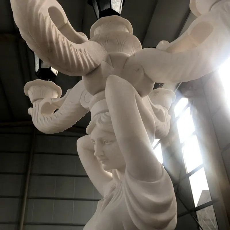 Carved Marble Lamp Statue architectural lighting