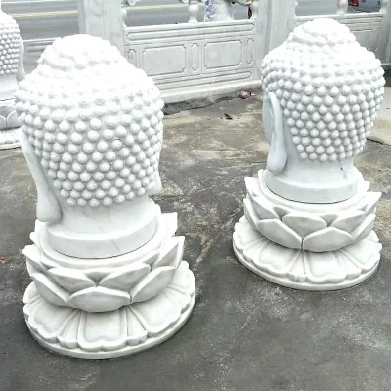 Classic White Buddha Face Statue sculpture