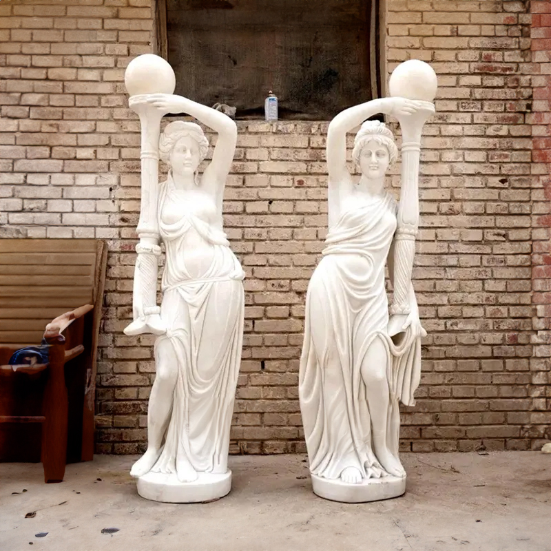 Classical Lady Floor Lamp marble statue pair