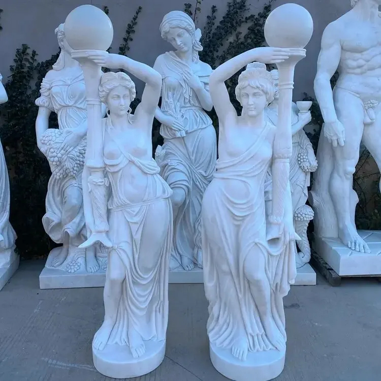 Classical Lady Floor Lamp outdoor marble sculpture