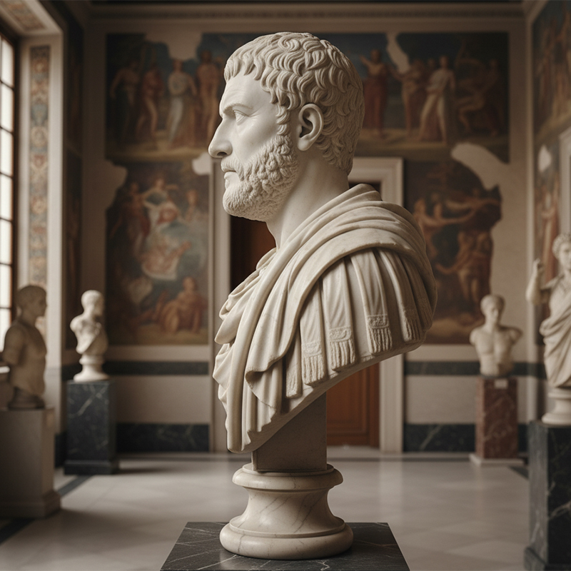 Classical Marble Roman Bust statue indoor
