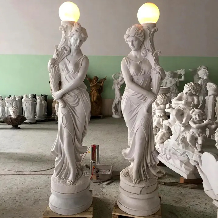 Classical Standing Lady Lamp marble figure