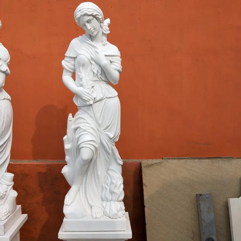 Classical winter goddess statue with flame ornament