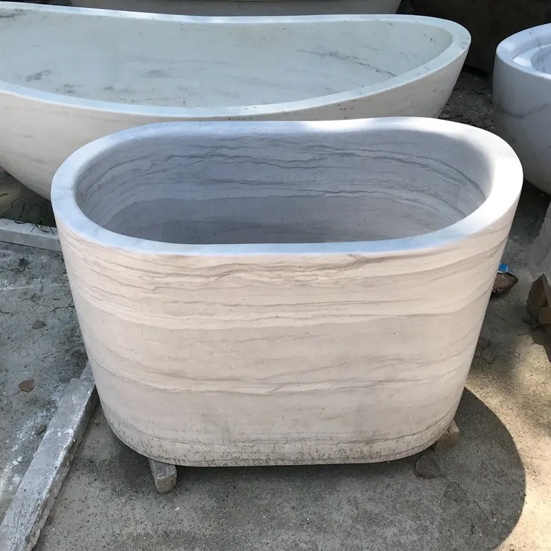 Deep Oval Marble Tub with smooth surface