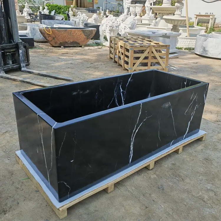Deep Rectangular Bathtub luxury stone bathtub