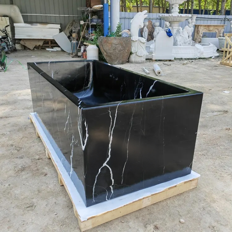 Deep Rectangular Bathtub modern marble tub