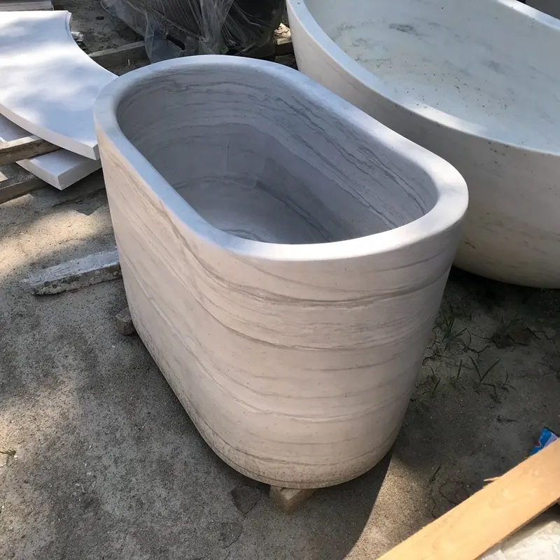 Elegant Deep Oval Bathtub with unique texture