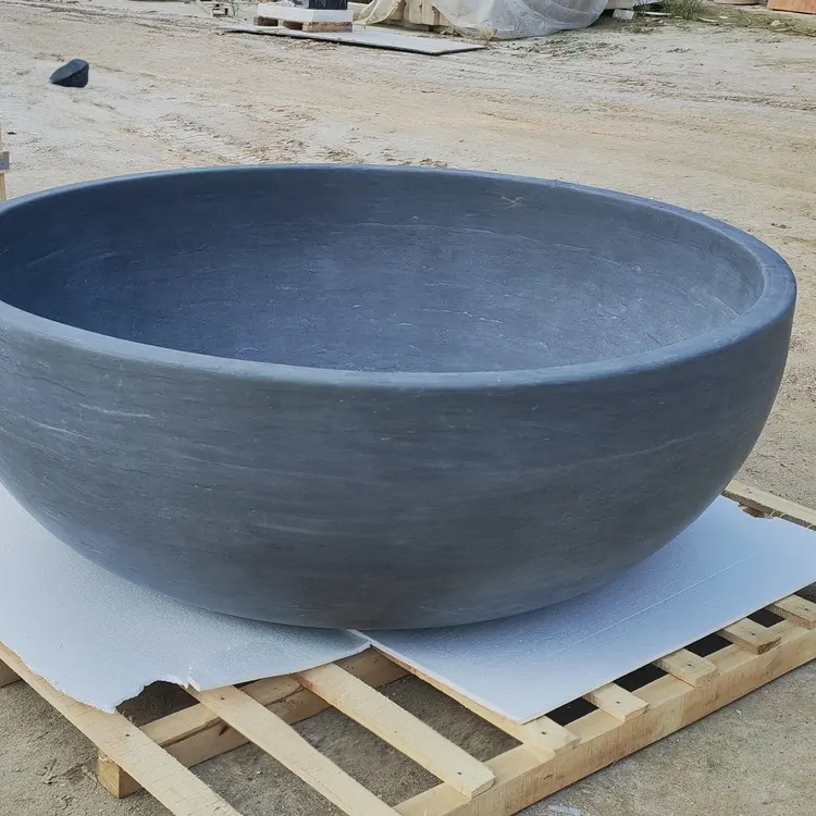 Elegant Round Marble Bathtub with gray finish