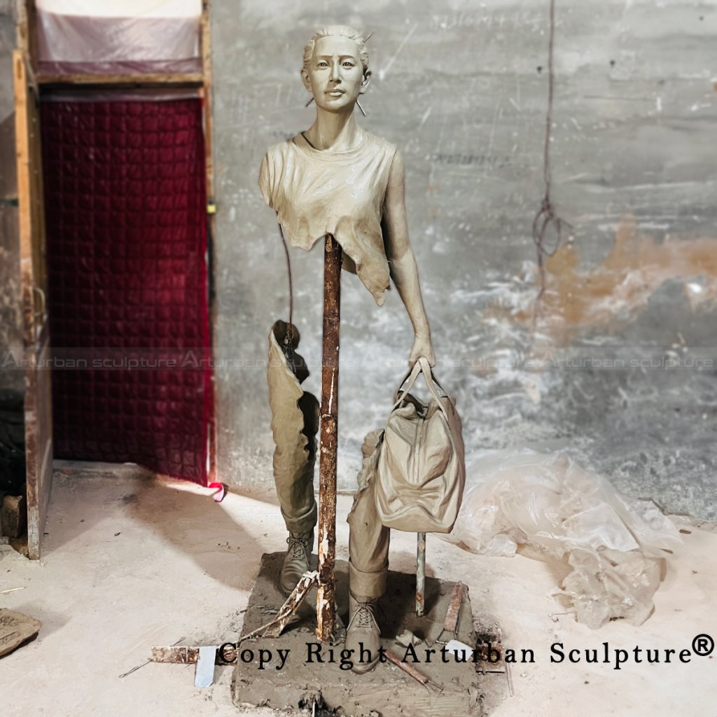 Female the traveler sculpture clay model