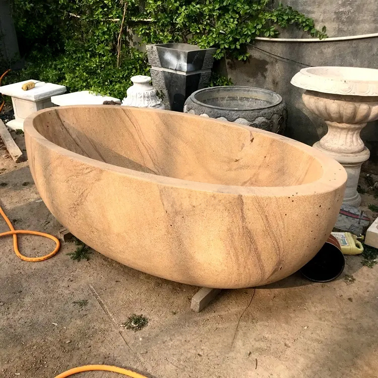 Free Standing Oval Tub handcrafted marble bath