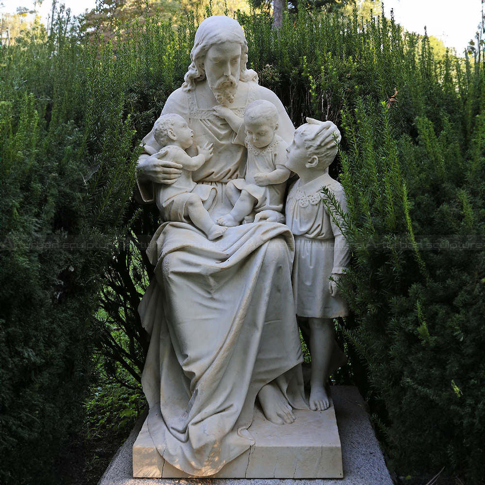 Jesus teaching children marble sculpture