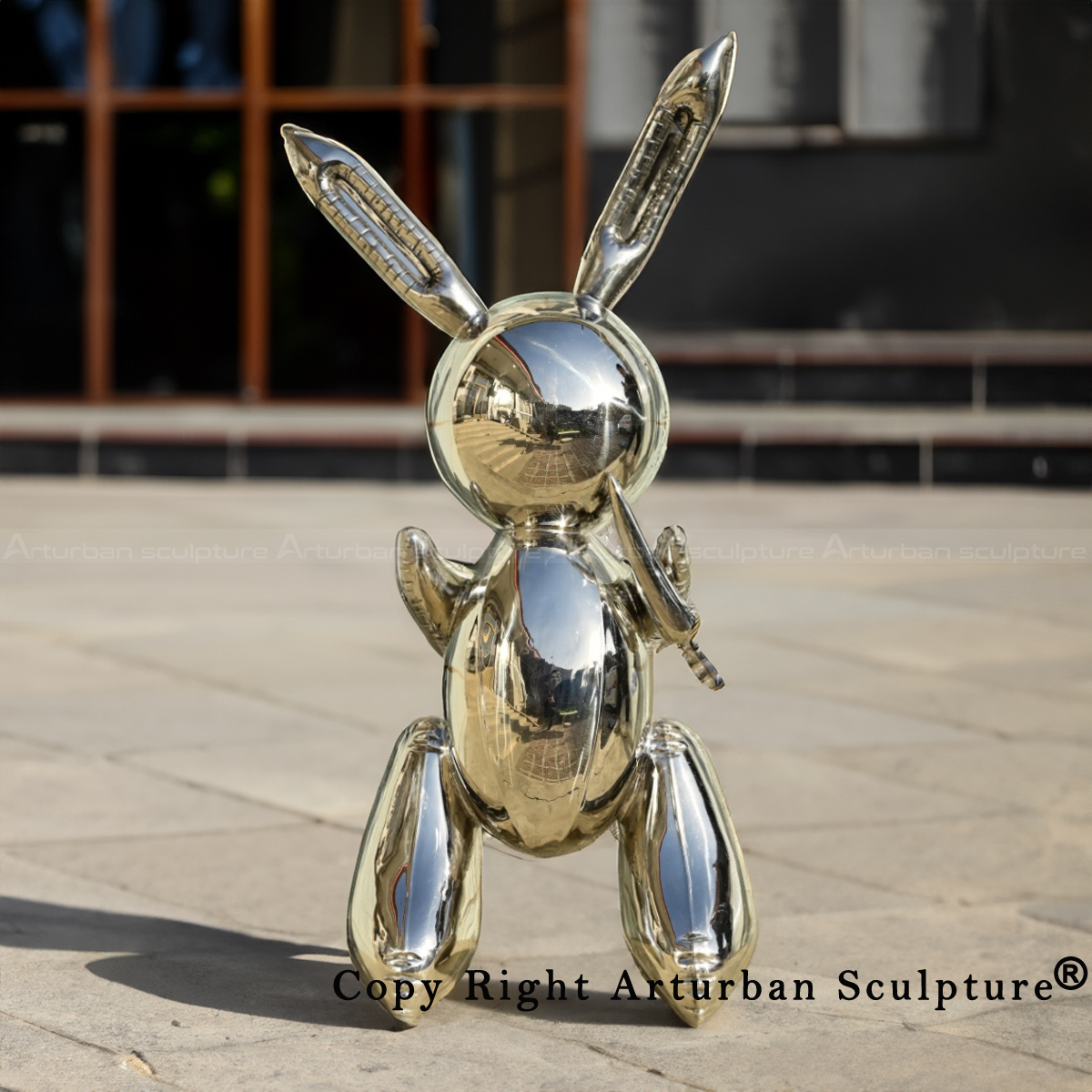 Koons Rabbit Sculpture stainless steel outdoor statue