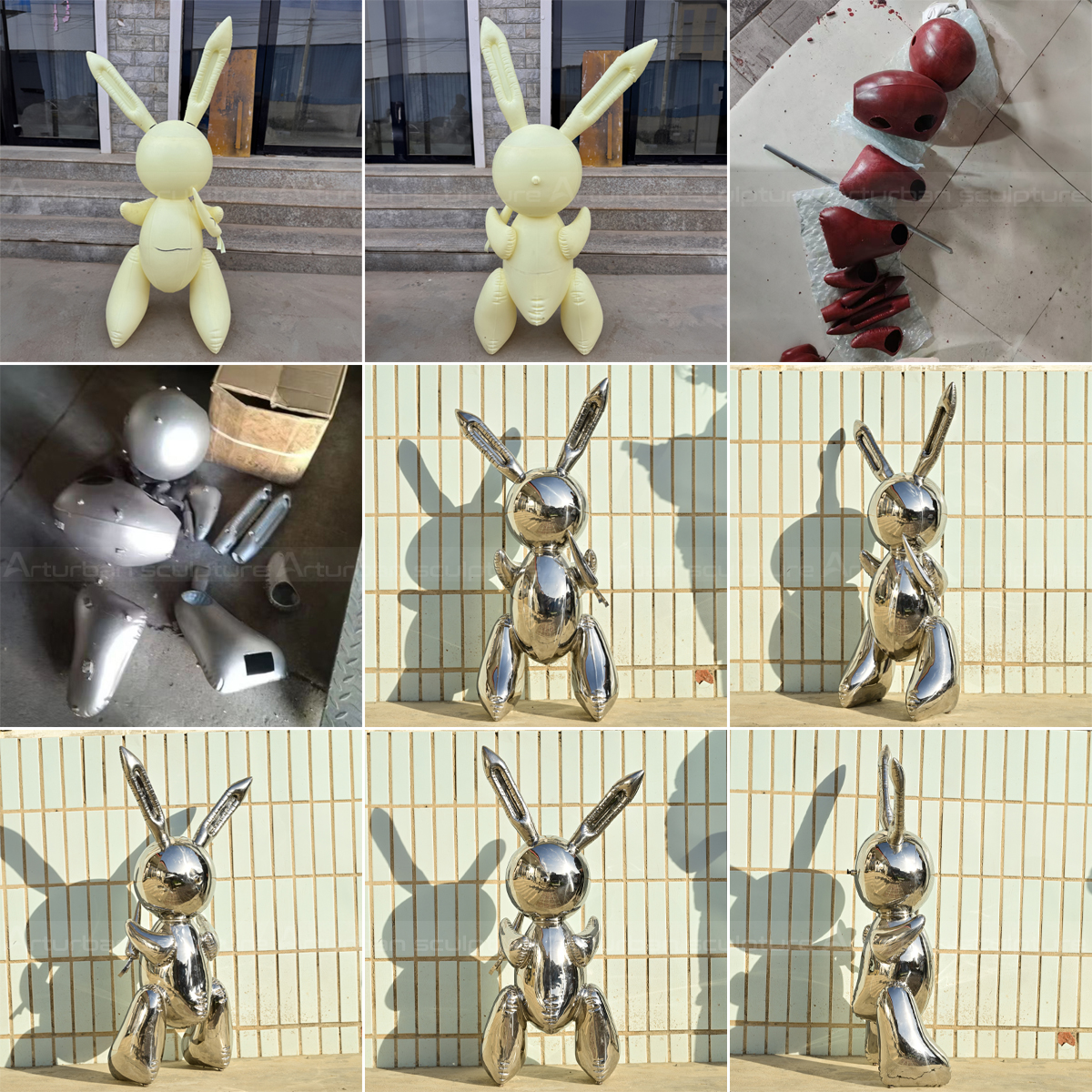 Koons Bunny Sculpture stainless steel workshop