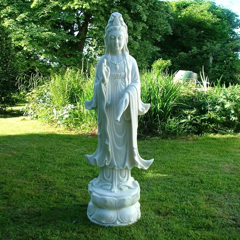 Kuan Yin Outdoor Statue white marble garden