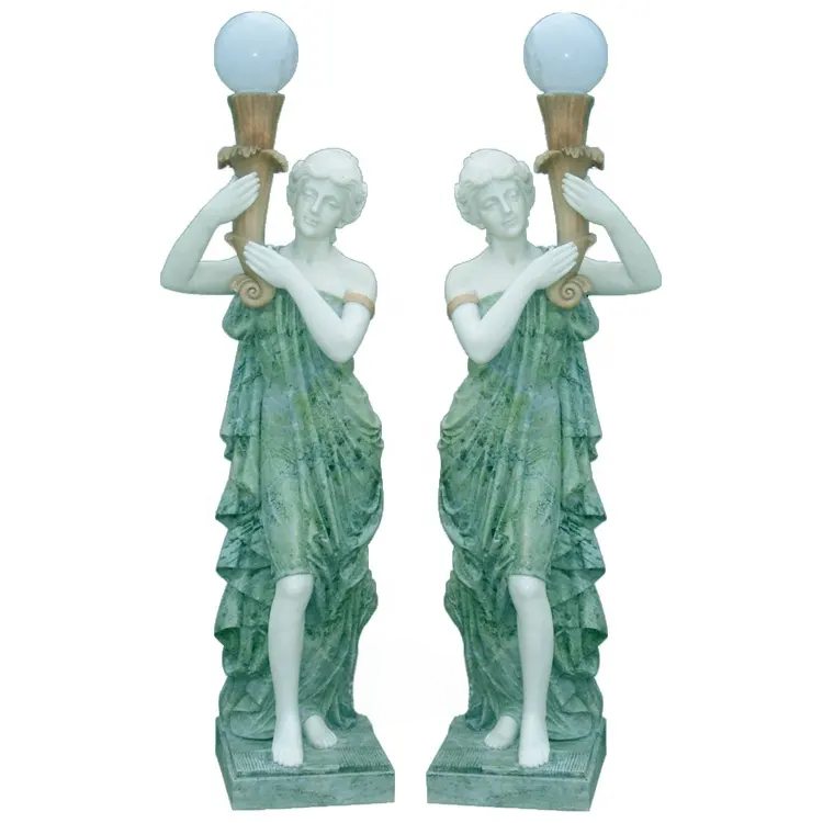 Lady Statue Lamp marble cornucopia base