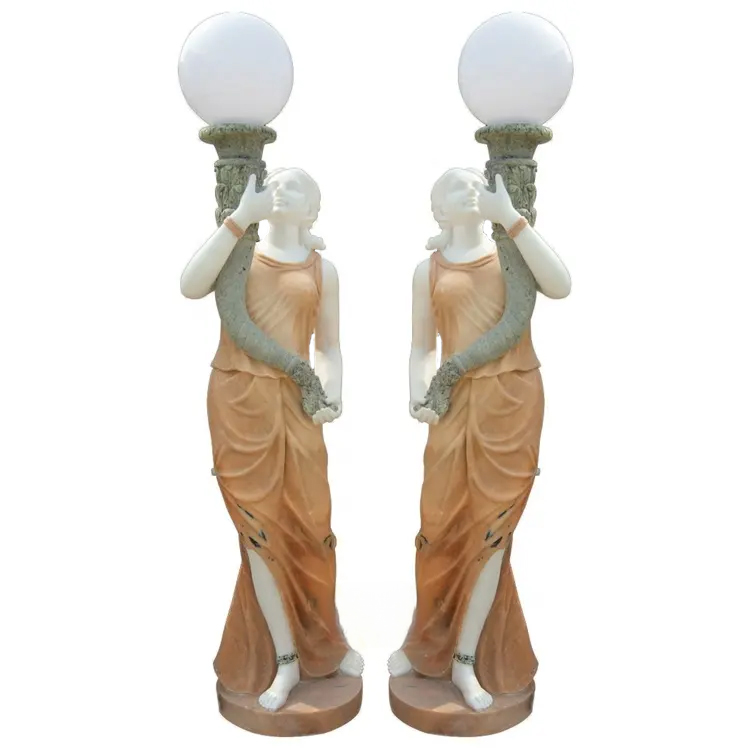 Lady Statue Lamp marble outdoor sculpture