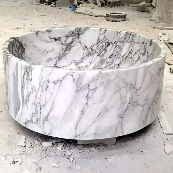Large Round Stone Bathtub with deep soaking design