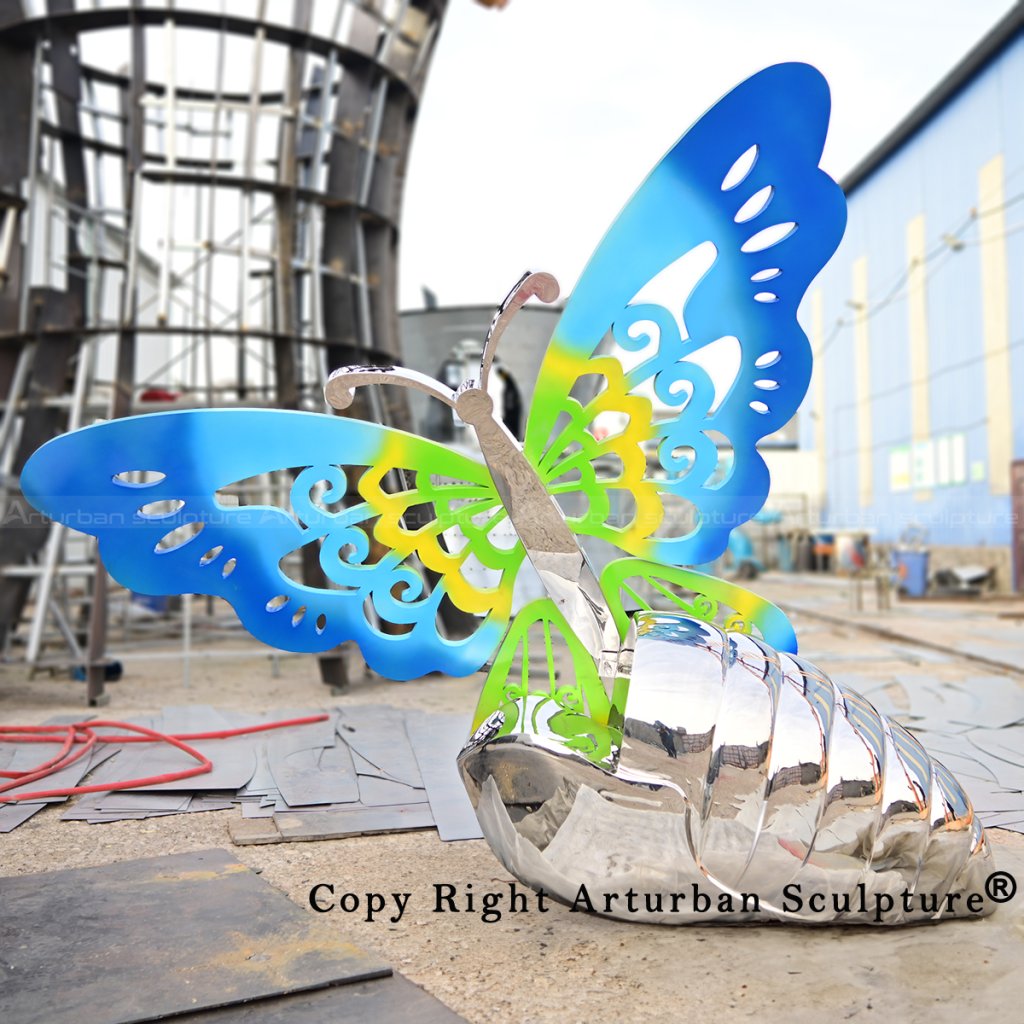Large stainless steel Butterfly garden Statue art