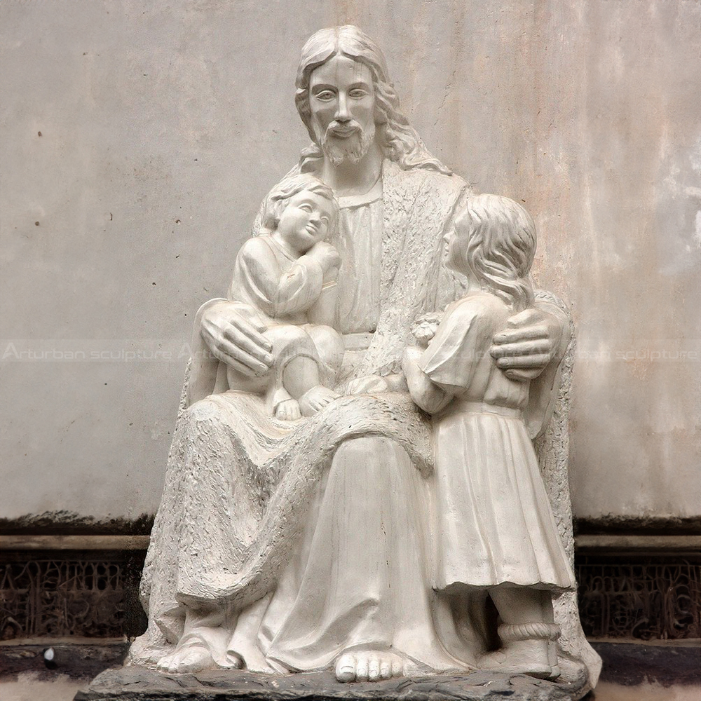 Life size marble Jesus Blessing Children Statue