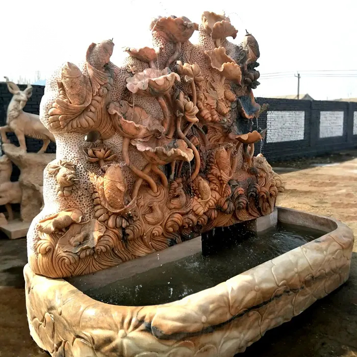 Lotus Leaf and fish Fountain Wall Water Feature