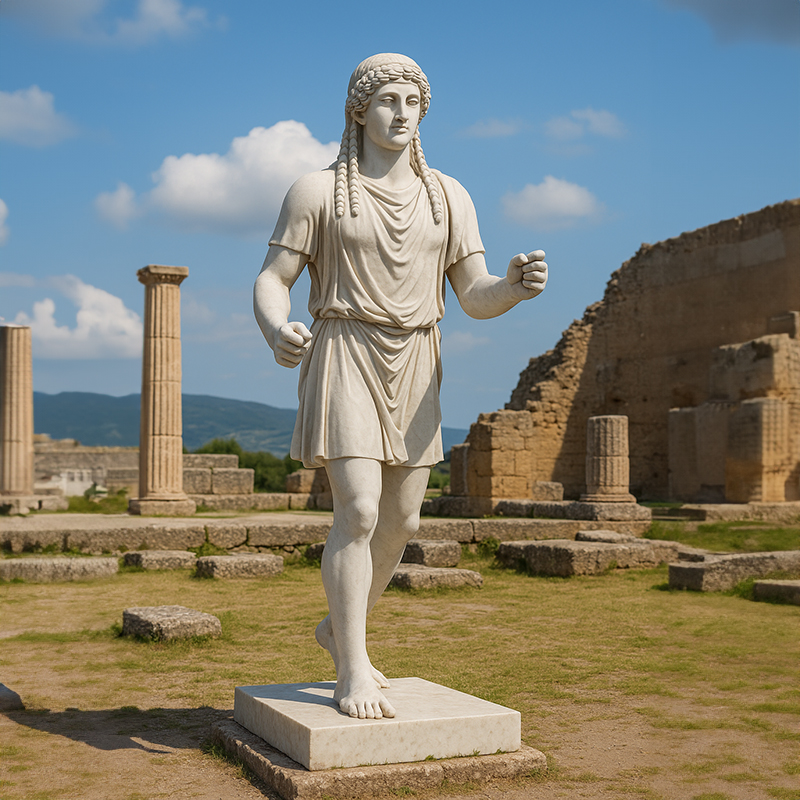 Marble Archaic Apollo Statue Walking Figure