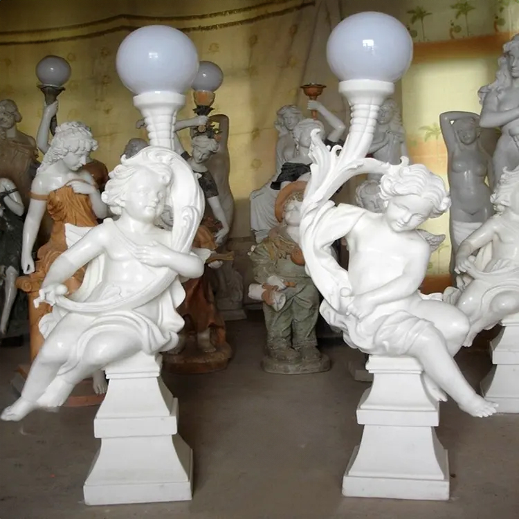 Marble Cherub Angel Lamp statue