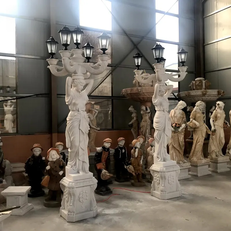 Marble Lady Statue Lamp multiple lights