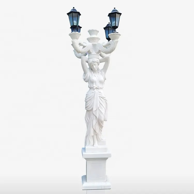 Marble Lamp Statue classical female figure
