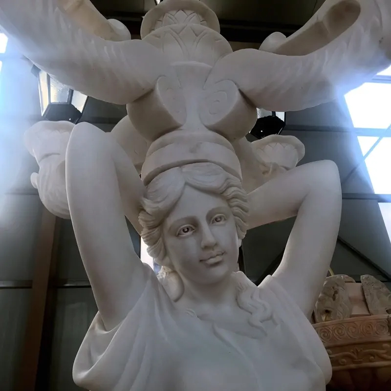 Marble Lamp Statue close-up view