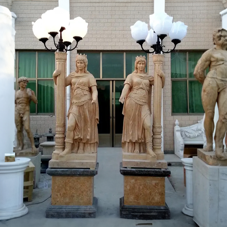 Marble Woman Figure Lamp Sculpture outdoor