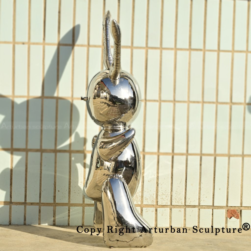 Mirror polished Balloon Bunny sculpture replica